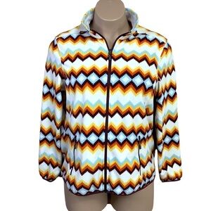 XL Womens Fleece Southwestern Print Jacket Long Sleeve Coat Zip Closure
